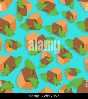 Acorn pattern seamless. Fruit of the oak tree background. Baby fabric texture Stock Vector