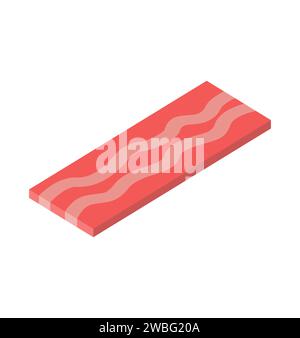 Bacon isometric isolated. Thin layer of fried meat Stock Vector