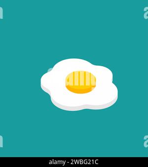 Scrambled eggs isometric isolated. Fried egg Stock Vector