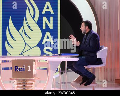 Rome, Italy. 10th Jan, 2024. Rome, Rai ex Teulada studios, TV broadcast 'Five minutes'. In the photo: Matteo Salvini Credit: Independent Photo Agency/Alamy Live News Stock Photo