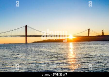 Lisbon, Portugal. Early morning by the Targus riverside. Stock Photo