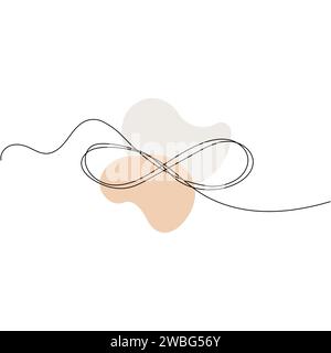 One continuous line drawing of Infinity symbol. Loop mobius icon and endless forever love concept in simple linear style. Vector illustration Stock Vector