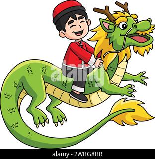 Year of the Dragon Chinese Boy Colored Cartoon Stock Vector Image & Art ...