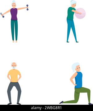 Set of icons of people doing morning exercises Stock Vector Image & Art ...