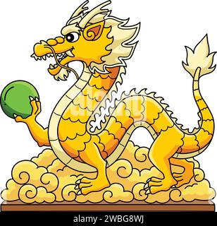 Year of the Dragon Statue Holding Orb Clipart  Stock Vector