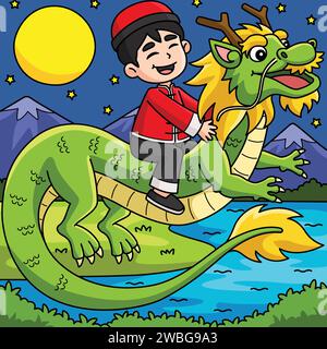 Year of the Dragon Boy Riding a Dragon Clipart Stock Vector Image & Art ...
