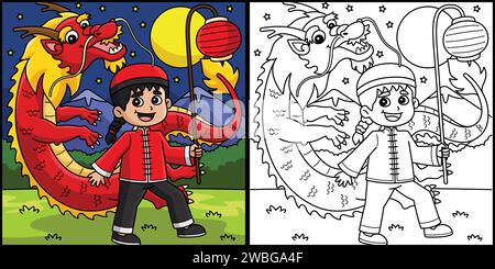 Year of the Dragon Boy with a Lantern Clipart Stock Vector Image & Art ...