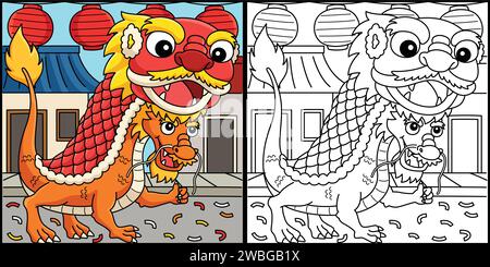 Year of the Dragon Dance Kids Colored Cartoon Stock Vector Image & Art ...