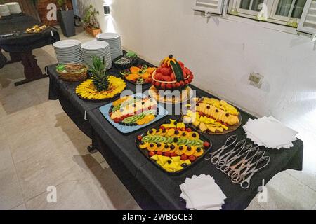 wedding table composed with various fruits for a banquet Stock Photo