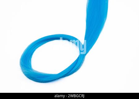 Light blue hair lock on white background Stock Photo