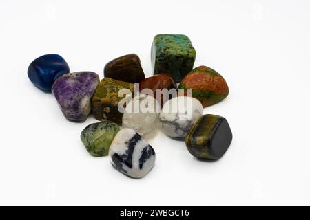 Beautiful crystals on white background Stock Photo