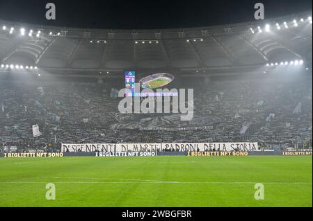 Stadio Olimpico, Rome, Italy. 10th Jan, 2024. Italian Coppa Italia Quarter Final Football; Lazio versus Roma; Lazio's supporters Credit: Action Plus Sports/Alamy Live News Stock Photo