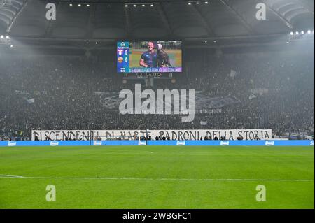 Stadio Olimpico, Rome, Italy. 10th Jan, 2024. Italian Coppa Italia Quarter Final Football; Lazio versus Roma; Lazio's supporters Credit: Action Plus Sports/Alamy Live News Stock Photo