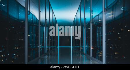 Server room for cloud computing, 3d rendering Stock Photo