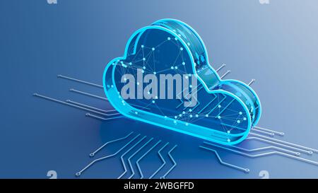 Concept representing the idea of cloud computing, 3d rendering Stock Photo