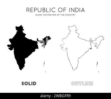 India map. Blank vector map of the Country. Borders of India for your infographic. Vector illustration. Stock Vector