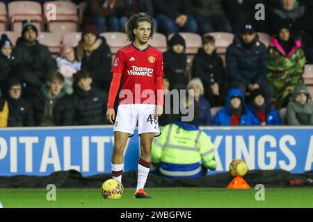 Wigan, UK. 08th Jan, 2024. Manchester United midfielder Hannibal Mejbri (46) in action during the Wigan Athletic FC v Manchester United FC Emirates FA Cup 3rd Round match at the DW Stadium, Wigan, England, United Kingdom on 8 January 2024 Credit: Every Second Media/Alamy Live News Stock Photo