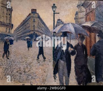 painting 'Paris Street, Rainy Weather,' painted by Gustave Caillebotte in 1877 Stock Photo