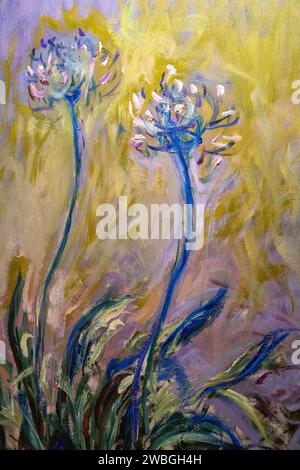 Painting 'The Agapanthus' or 'The Lily of the Nile' by Claude Monet from 1914 to 1917 Stock Photo
