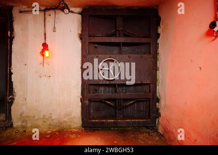 Old abandoned dirty Soviet bunker, echo of Cold War. Stock Photo