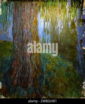 painting, 'Weeping Willow and Water Lily Pond' by Claude Monet from 1916-1919 Stock Photo