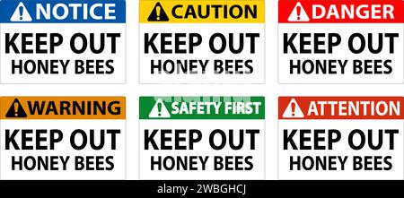 Caution Sign Keep Out - Honey Bees Stock Vector