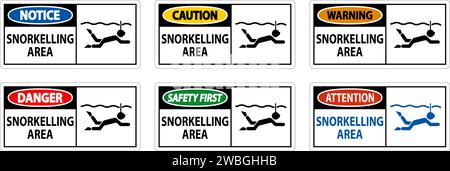 Water Safety Sign Notice -Snorkeling Area Stock Vector