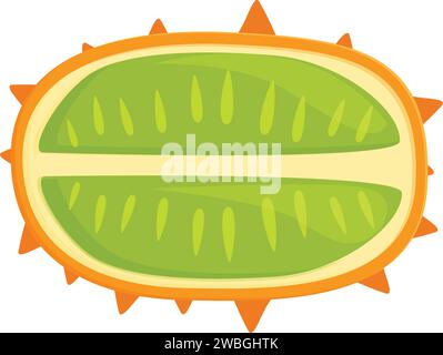 Cutted half kiwano icon cartoon vector. Eco dessert. Orange plant Stock Vector