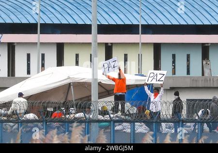 PRESOS-LATACUNGA-PIDEN-PAZ Latacunga, miÃ rcoles 10 de enero del 2024 Pivados de la Libertad del Centro de Rehabilitacion de la Latacunga y sus familiares, piden paz, al Gobierno Nacional que declaro el estado de guerra interna en el pais. Fotos: Latacunga Cotopaxi Ecuador CLJ-PRESOS-LATACUNGA-PIDEN-PAZ-bd0ec5d584e34d06141d9ac1a7ee7bea *** LATACUNGA PRISONERS ASK FOR PEACE Latacunga, Wednesday, January 10, 2024 Freedom Prisoners of the Latacunga Rehabilitation Center and their families, ask for peace, to the National Government that declared a state of internal war in the country Photos Latacu Stock Photo