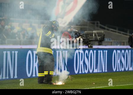 Roma, Rome, Italy. 10th Jan, 2024. round of 8 of the Serie A Italian Cup between S.S. Lazio VS A.S. Roma on 10 January 2024 at the Olympic Stadium, Rome, italy (Credit Image: © Stefano D'Offizi/ZUMA Press Wire) EDITORIAL USAGE ONLY! Not for Commercial USAGE! Stock Photo