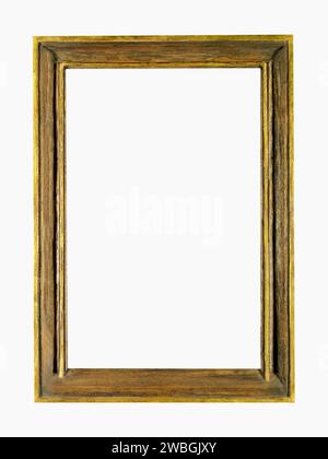 Wooden distressed dirty grunge brown yellow gold photo frame old dirty scratched Stock Photo