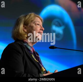 NASA Deputy Administrator Pam Melroy gives remarks during a NASA town hall event, Tuesday, Dec. 12, 2023, at the NASA Headquarters Mary W. Jackson Building in Washington. Photo Credit: (NASA/Bill Ingalls) Stock Photo