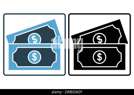 money icon. icon related to business, financial. solid icon style. element illustration Stock Vector