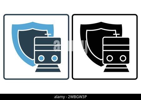 train travel insurance icon. icon related to insurance documents for travel. solid icon style. element illustration Stock Vector