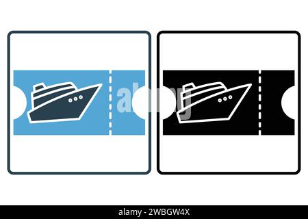 cruise ship ticket icon. icon related to tickets for cruise travel. solid icon style. element illustration Stock Vector