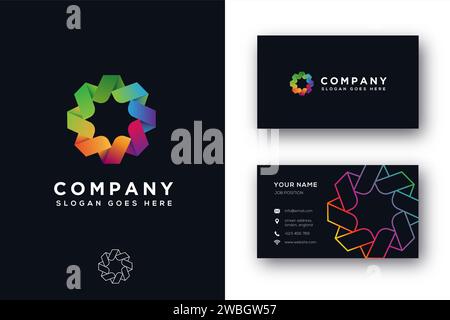 Abstract colorful unity corporate logo icon template Stock Vector