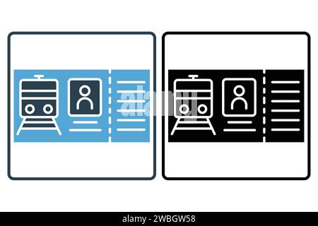 train ticket icon. icon related to ticket for train travel. solid icon style. element illustration Stock Vector