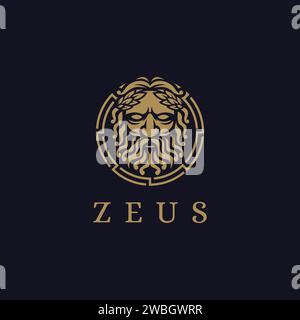 Zeus God logo icon illustration vector on dark background, Lopiter logo, jupiter logo Stock Vector
