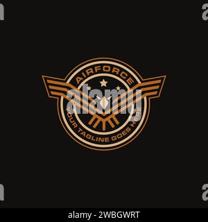 Seal badge emblem Airforce eagle logo icon vector template on black background Stock Vector