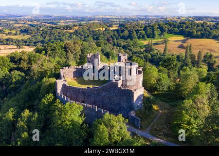 Llandeilo, Wales, United Kingdom - July 21, 2022: Aerial view to Dinefwr Castle on a sunny day. Stock Photo