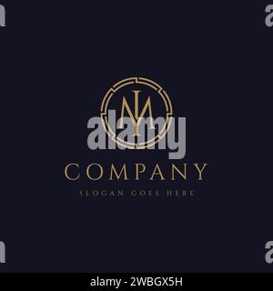 Monogram letter IM logo, letter MI logo icon vector template on dark background Stock Vector