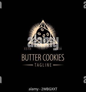 Classic shinning triangle Butter Cookies logo icon vector template on black background Stock Vector