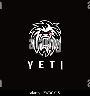Aggressive powerful Giant Yeti logo icon vector illustration on black background Stock Vector