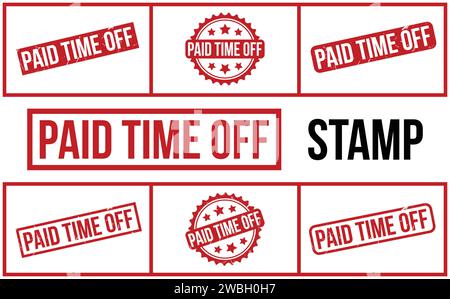 Paid Time Off Stamp. Red Paid Time Off Rubber grunge Stamp set Stock Vector
