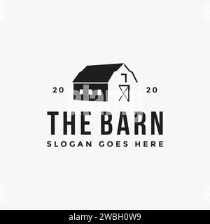 Vintage retro classic minimalist old barn farm logo icon vector template design on white background Stock Vector