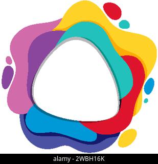 Vibrant liquid shapes with splashes on white. Stock Vector