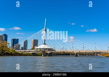 Provencher Bridge over Red River in Winnipeg, Canada Stock Photo