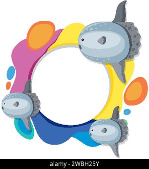 Vector illustration of sunfish with vibrant abstract background. Stock Vector