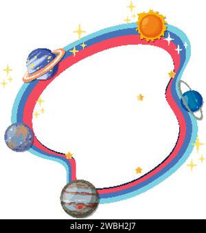 Space-themed frame with planets and stars Stock Vector