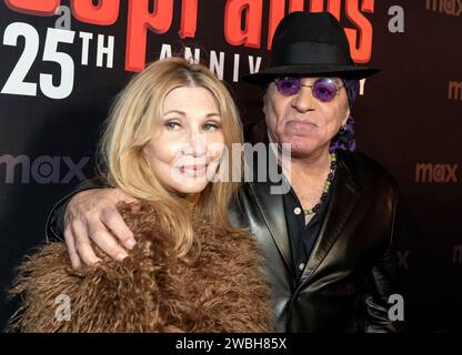 New York, New York, USA. 10th Jan, 2024. Maureen Van Zandt and Steven Van Zandt attend HBO's ''The Sopranos'' 25th anniversary celebration The Family Dinner at Da Nico Ristorante in New York on January 10, 2024 (Credit Image: © Lev Radin/ZUMA Press Wire) EDITORIAL USAGE ONLY! Not for Commercial USAGE! Stock Photo